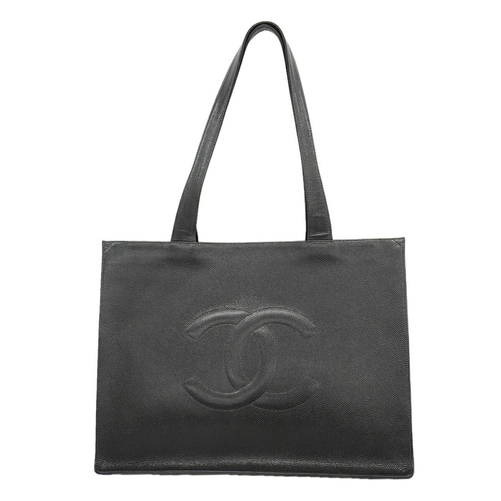 CHANEL Black Caviar Leather Tote Bag